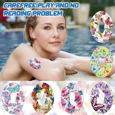 36 Pack Adhesive Patch Compatible with Dexcom G6 Breathable Colorful Butterfly CGM Patches Waterproof Butterfly Pre Cut Adhesive Tape for Continuo...