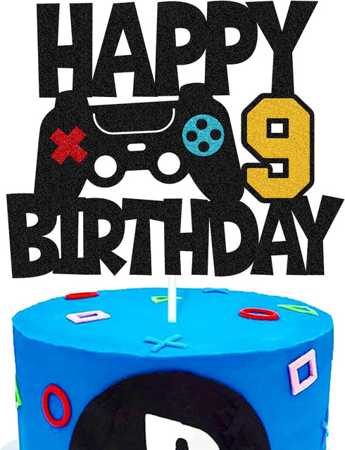 Happy 9th Birthday Cake Topper Game Controller 9s Cake Decoration Level 9s Unlocked Cake Decor Video Play Game Movie Theme Boys Girls Men Women Bd...