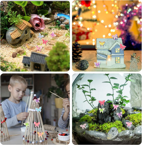 60pcs Miniature Tiny Butterflies, 0.41x0.33in Glitter Micro Resin Butterflies Small Butterfly Figurines Mini Butterflies for Decoration Dream Gard...