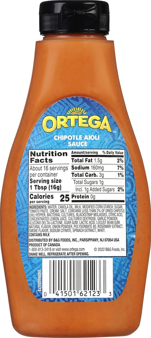 Ortega Creamy Taco Sauce, Chipotle Aioli, 9 Ounce...