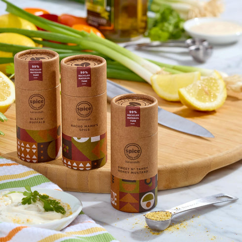 Kamenstein Kraft Paper Spice Tube Set, Packaging made of 99 percent recycled material, with Spices Included, Tasty Tailgates...