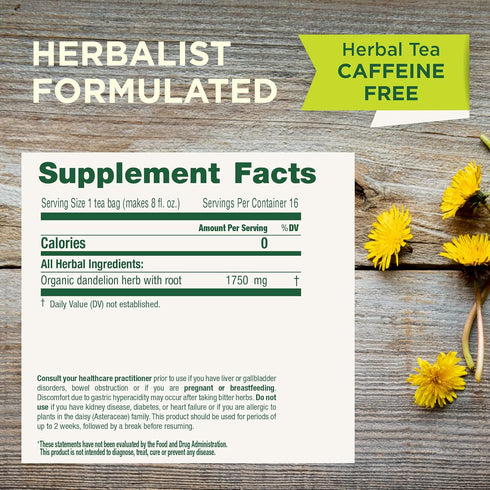 Traditional Medicinals Tea, Organic Dandelion Leaf & Root, Supports Kidney Function & Healthy Digestion, 96 Tea Bags (6 Pack)...
