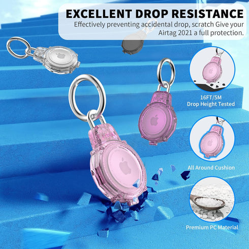 for AirTag Holder Secure Lock, Waterproof Airtag Keychain Full Protective Anti-Scratch Air Tag Case Hard Shell Hidden for Luggage, Backpack, Keys,...