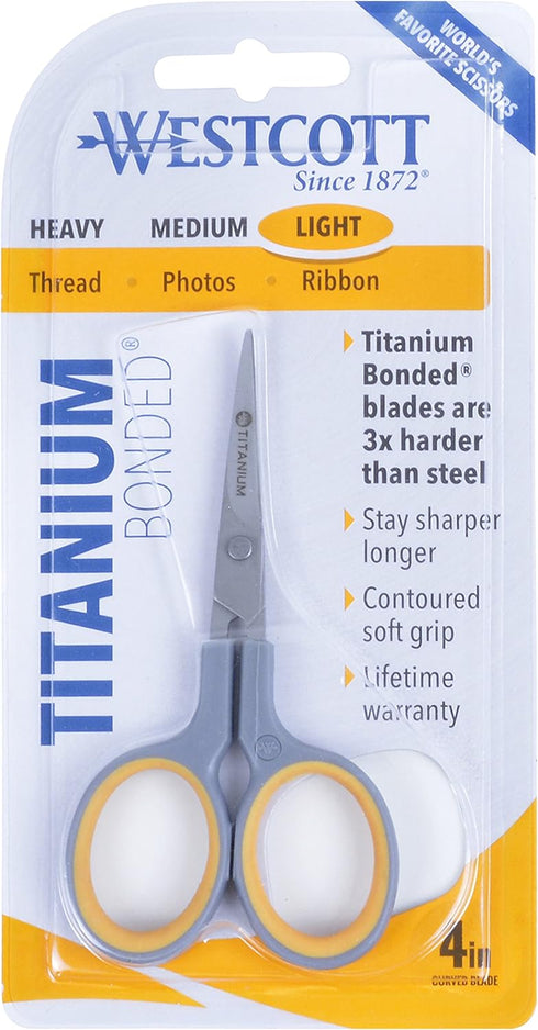 Westcott 4" Sewing Titanium-Bonded Embroidery Scissors, Curved (13865)...