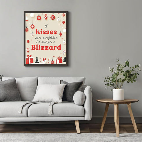 Posterizer 1 pcs-If kisses were snowflakes i'd send you a blizzard-Romantic Art-Holiday Poster Collection-Gifts for Women-Living Room Bedroom Deco...
