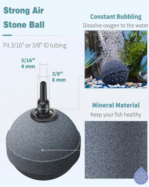 Pawfly Air Stone 2 Inch, Aquarium Air Stone Ball Bubbler Airstone Oxygen Diffuser for Pump Fish Tank Buckets Small Pond and DWC System, 2 Pack...