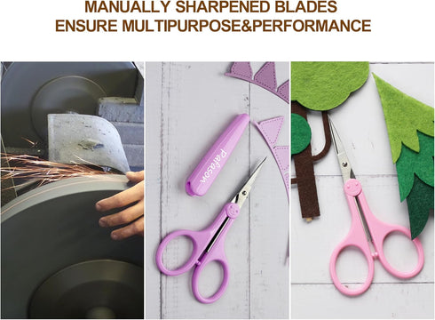 PAFASON 4" Stainless Steel Detail Craft Scissors Set with Straight Precise Tips & Safety Cap & TSA Complied Ideal for Scrapbooking, Paper Yarn Thr...
