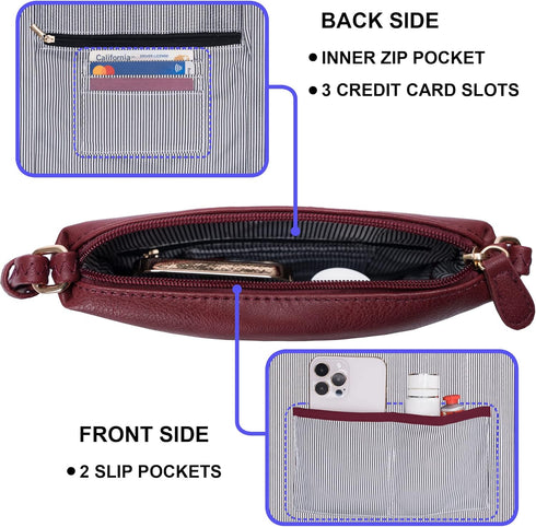 Solene Multi Zipper Pocket Crossbody Bag with Strap, Lightweight Travel bag, Daily Cell Phone Purses Messenger bag...