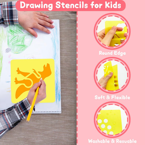 LanMa Drawing Stencils for Kids, 48 Pieces Plastic Drawing Painting Stencil Templates for Kids Crafts School Art Projects...