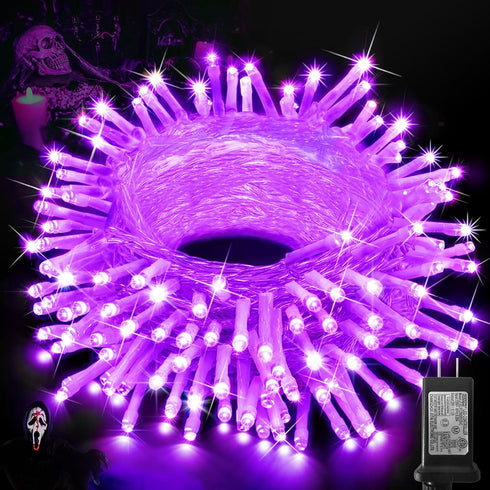 KNONEW Purple Halloween Lights Indoor Outdoor 60FT 180 LED String Light with 8 Lighting Modes, Timer Memory Function Plug in for Halloween Party H...