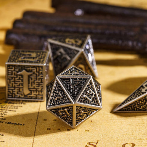 UDIXI Metal DND Dice 7PCS Polyhedral Dice Set D&D Metal MTG Dice Ancient Silver for RPG Dungeons and Dragons Role Playing Games...