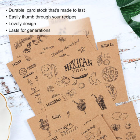 Outus 36 Pieces Recipe Card Dividers Tabs Include 24 Labelled and 12 Blank Tabs 60 Adhesive Labels Fit 4 x 6 Inch Cards for Recipe Box Organize (C...