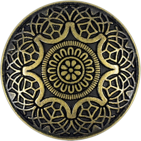 Bezelry 10 Pieces Arabesque Flower Metal Shank Buttons. 25mm (1 inch) (Antique Brass)...