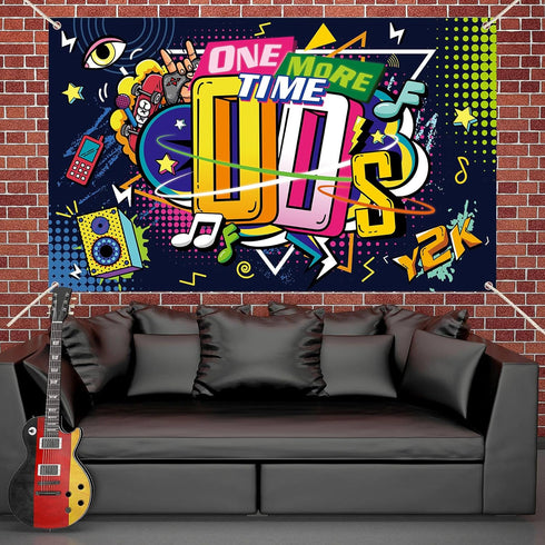 Early 2000s Theme Backdrop Hip Hop Graffiti Back to 00's Party Banner Background 71x43.3 Inch Fabric Wall Table Decorations Photo Booth Props...