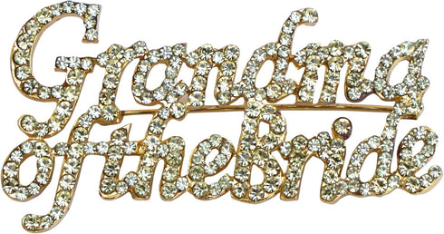 Rhinestone Pin Set-Grandma of the Bride/Groom-Gold Brooch, One Size...