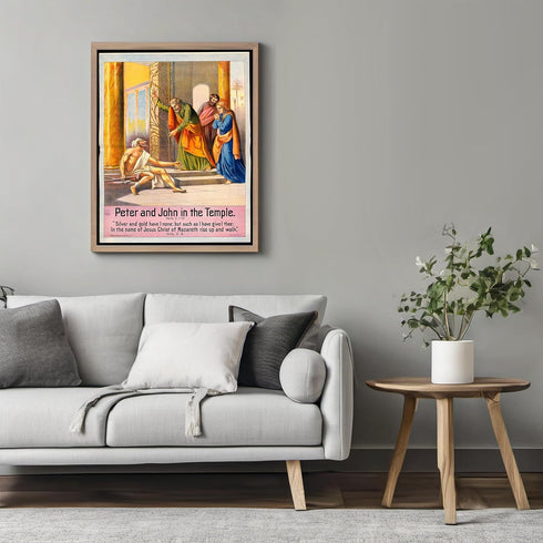 Posterizer 1 pcs-Peter and John in the temple poster-Religious Posters-Gifts for Christians -Decor for Church, Sunday School Classroom- unframed w...