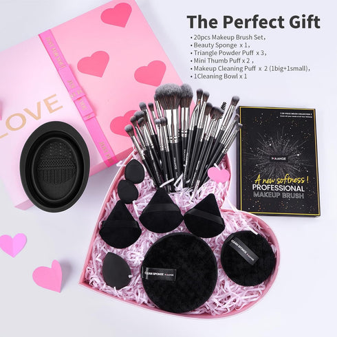 MAANGE Makeup Brushes 29 Pcs Makeup Kit, Premium Synthetic Foundation Powder Concealers Eye shadows Blush Brush Make up Brushes Set (Black, 29 Pie...