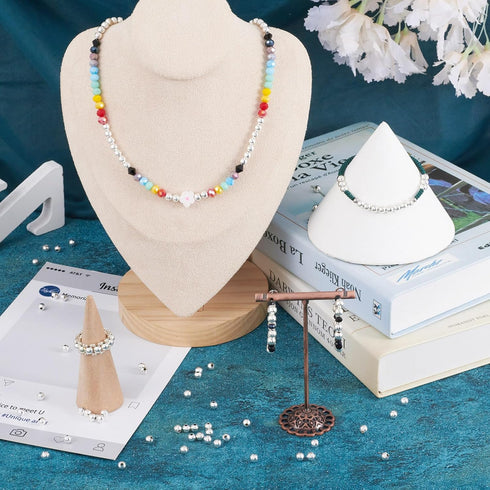 Craftdady Silver Iron Round Ball Spacer Beads 200Pcs 5mm Metal Smooth Rondelle Charm Loose Beads for DIY Jewelry Craft Making with 2mm Hole...