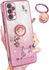 Likiyami (3in1 for Samsung Galaxy A32 5G Case for Women Girls Glitter Girly Cute Bling Flowers Phone Cases with Ring Stand Unique Design Sparkle F...