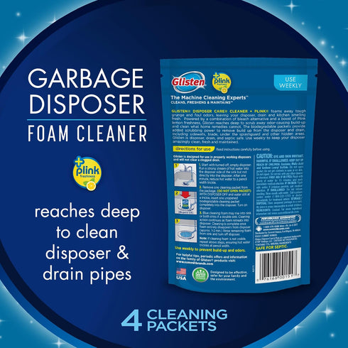 Glisten Garbage Disposer Foaming Cleaner, Lemon Scent, 2-Pack (8 Uses)...