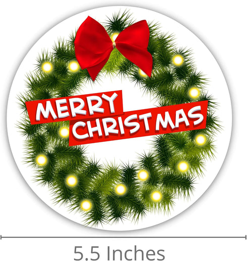 Merry Christmas Wreath Seasonal Magnet, Holiday Decoration for Refrigerator and Car, 5.5 Inches...