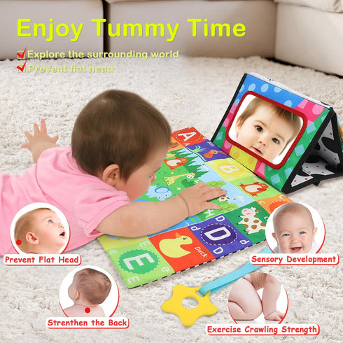 2 Pcs Tummy Time Toys Baby Mirror Newborn Toys 0-3 Brain Development, Tummy Time Mirror Baby Toys 6-12 Months High Contrast Montessori Infant Toys...