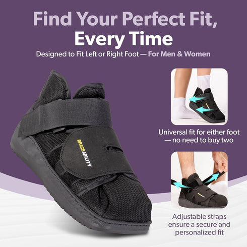 BraceAbility Closed Toe Medical Walking Shoe - Lightweight Broken Toe Cast Boot, Fractured Foot Brace for Metatarsal Stress Fracture, Post-op Buni...