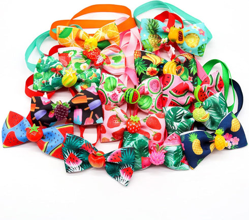15pcs Summer Small Dog Collar with Bow Ties, Bulk Adjustable Hawaii Fruit Pattern Dog Bow Ties, Pet Dog Collar Grooming Bowties, Puppy Dog Bow Tie...