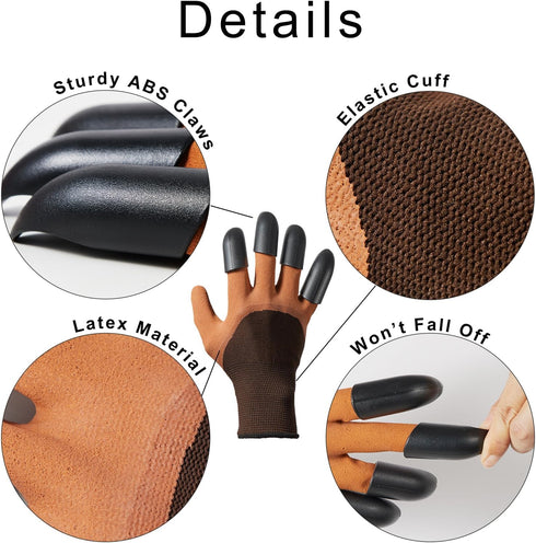 2 Pairs Pack Garden Gloves with Claws for Digging, Planting, and Raking, Best Gift for Gardener, Duty Latex and ABS Gloves, No Slip Off Comfortabl...