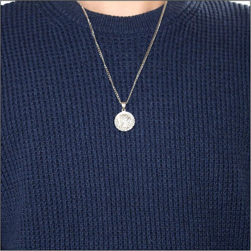 Fashion Stainless Steel Jesus Portrait Round Pendant Coin Necklace...