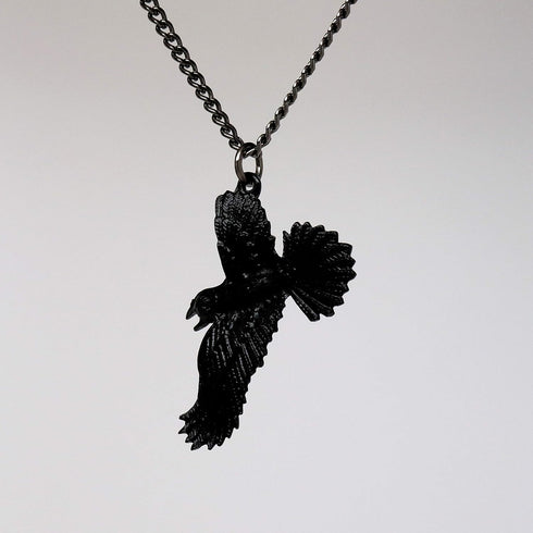 Black Raven Black Crow Gothic Pewter Pendant Necklace...
