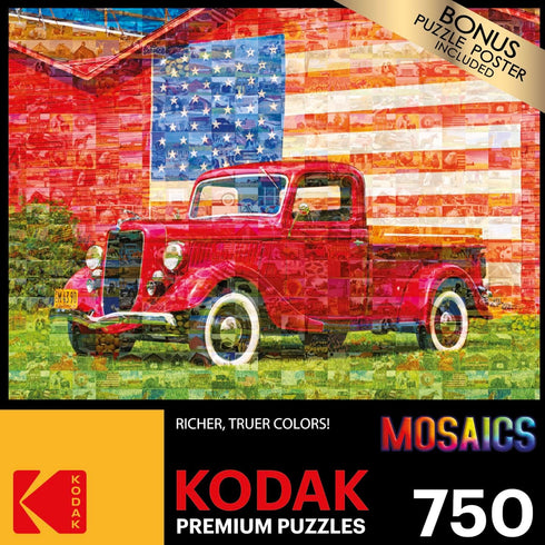 RoseArt - Kodak Premium Mosaics - American Pickup Truck - 750 Piece Jigsaw Puzzle for Adults...