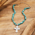 Silver Cross Pendant Turquoise Chain Choker Necklace for Women...