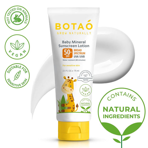 Baby 100% mineral Zinc Oxide baby sunscreen – safe natural sunblock lotion for babies: SPF50 Broad Spectrum UVA UVB,For sensitive skin Baby Face B...
