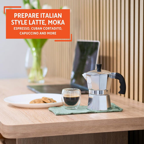 IMUSA USA B120-41V Aluminum Espresso Stovetop Coffeemaker 1-cup, Silver...
