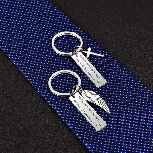 Godparent Gifts from Godchild for Baptism - Christening Gift Fairy Godmother Keychain, Godfather Keychain (Set of 2)...