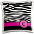 3dRose pc_154274_1 Letter C Monogrammed Black and White Zebra Stripes Animal Print with Hot Pink Personalized Initial Pillow Case, 16" x 16"...