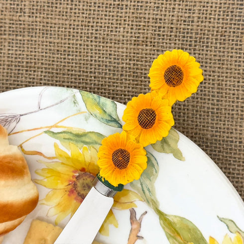 Supreme Housewares Sunflower Cheese Spreaders, Hand-Painted Resin Handles with Stainless Steel Blades for Spreading Cream Cheese, Butter, Jam, or ...