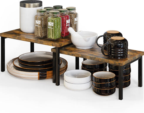 Simple Houseware Expandable Counter Shelf, Rustic Brown...