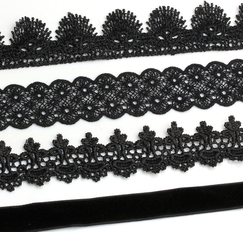 MILAKOO 8 Pcs Women Black Lace Choker 1.2" Width Necklace for Women Best Gifts...