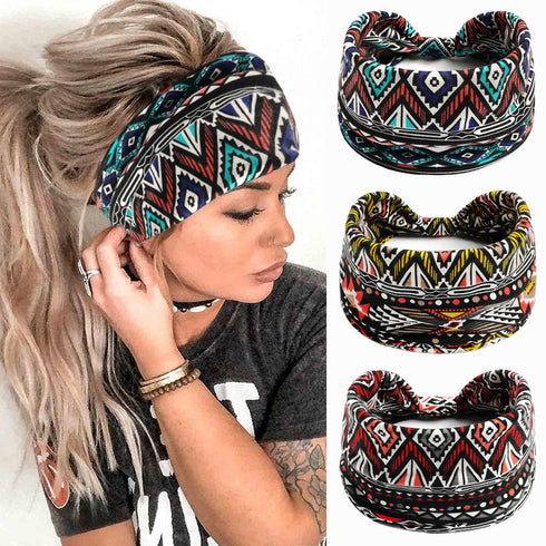 K-Elewon 3 Pack Women Wide Elastic Head Wrap Headband Sports yoga Hair Band (3 Pack(A29))...