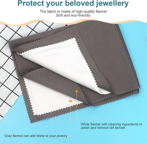 2 PCS Professional Polishing Cloth Large Jewelry Cleaning Cloths, 100% Cotton Multi-Layer Double-Sided Jewelry Cleaning Cloth for Gold Silver Plat...