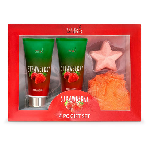 Strawberry Bath and Body Gift Set for Women - Luxurious Shower Pampering, Irresistible Strawberry Scent, Complete Body Skincare Collection...