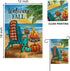 Welcome Fall Beach Pumpkin Decorative Garden Flag, Autumn Sea Ocean Chair Bonfire Coastal Yard Outside Decorations, Buffalo Plaid Check Nautical O...
