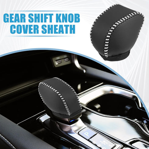 Automatic Gear Shift Knob Cover Sheath Transmission Shift Lever Boots for Lexus NX250 NX350 RX350 RX450h 2022-2023 Faux Leather Black w/White Stit...