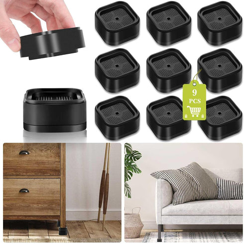9 Pack Furniture Risers 1 Inch, Adjustable Bed Risers Heavy Duty for Table Desk Couch Chair Sofa Cabinet Bed Legs Dorm, Square Stackable Bed Raise...