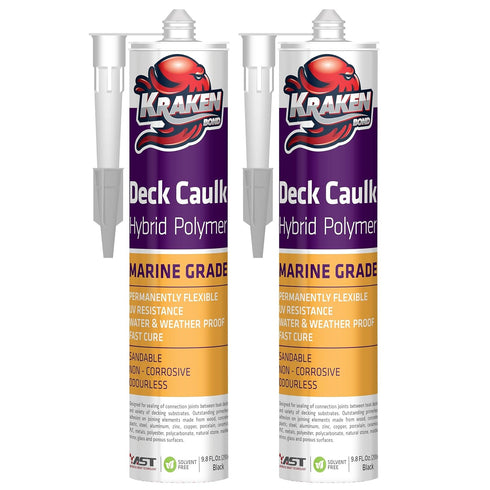 Kraken Bond Black Marine Sealant - (2x9.8 Fl. Oz) UV Resistant Marine Grade Caulk for Boat Maintenance and All Weather Conditions, 2 Pack...