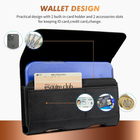 BECPLT Nylon Belt Holster Case Cell Phone Pouch Belt Holder Phone Holster Cover with Clip for iPhone 15 Pro Max 15 Plus 14 Pro Max 13 Pro Max Sams...