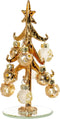 Red Co. 6.25" Mini Gold Metallic Glass Christmas Tree Tabletop Decoration with Glittered Removable Ornaments...