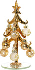 Red Co. 6.25" Mini Gold Metallic Glass Christmas Tree Tabletop Decoration with Glittered Removable Ornaments...